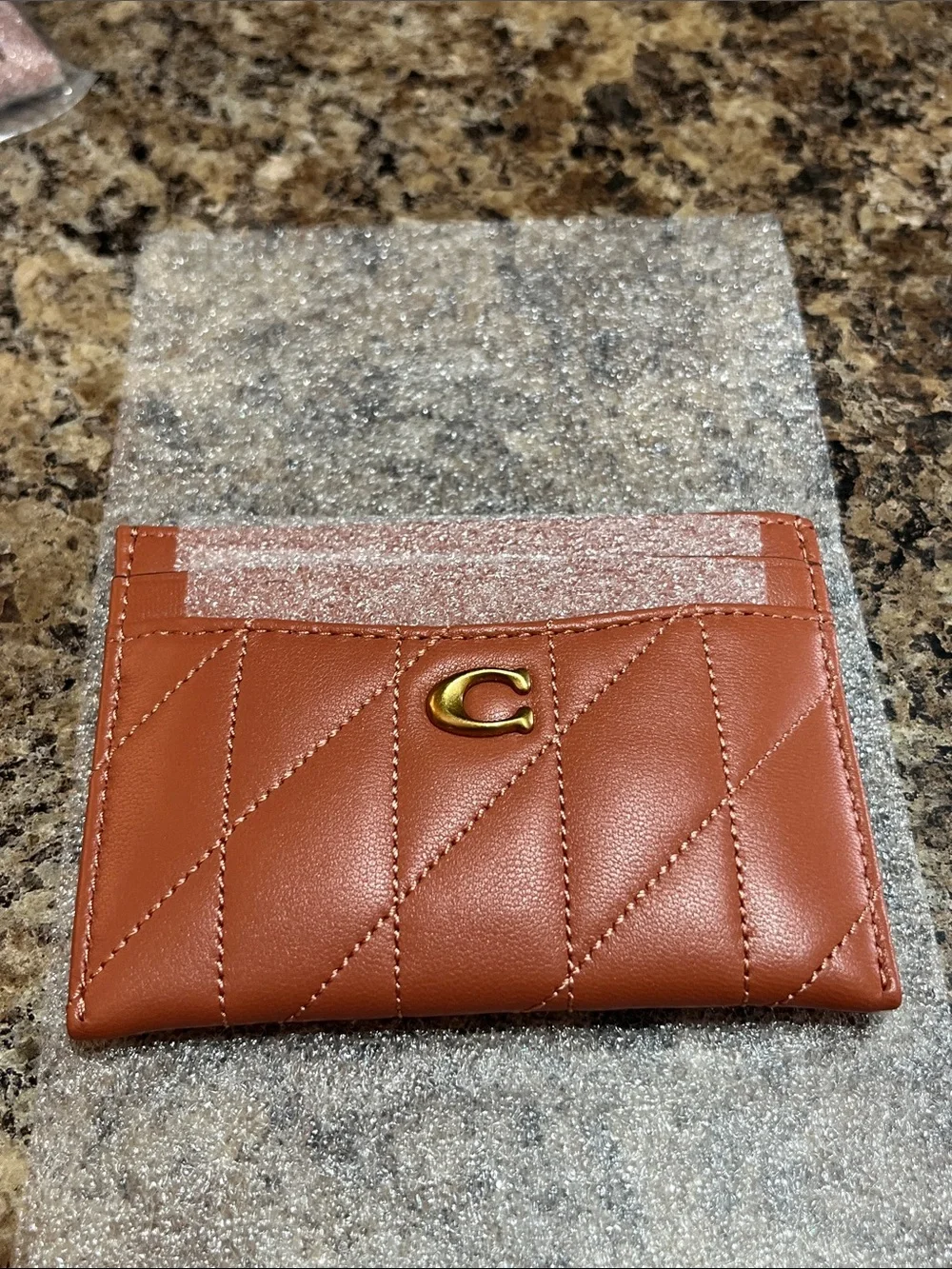 Coach Essential Card Case In Dark Peach
